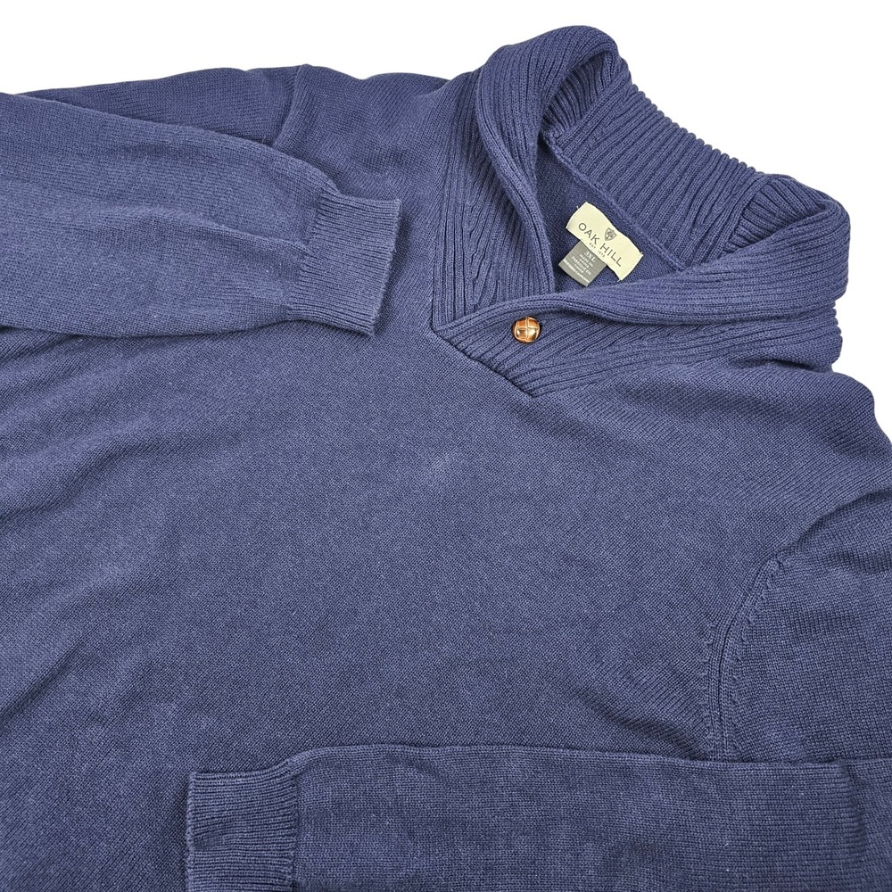 Oak Hill Men's Sweater Blue Shawl Collar 3XL Cotton Pullover Cabincore Preppy